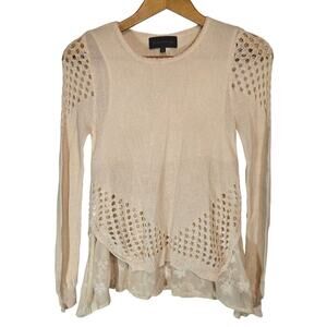 Anthropologie Sunday in Brooklyn Sweater Layered Cream Small Boho Grunge Tunic